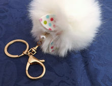 Load image into Gallery viewer, White Fluffy Pompom With Rabbit Ears, Key Rings &amp; Purse Clip
