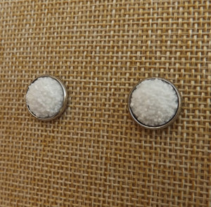 White Glittery Stud Earrings