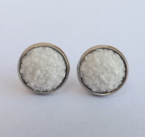 White Glittery Stud Earrings