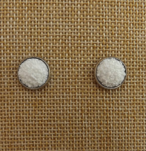 White Glittery Stud Earrings