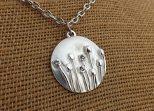 Load image into Gallery viewer, White Silver Tone Round Pohutukawa Pendant Necklace
