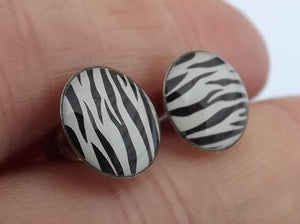 Zebra Print Dome Stud Earrings