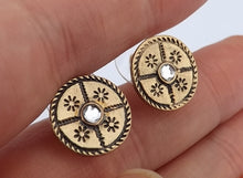 Load image into Gallery viewer, White &amp; Gold Tone Stud Earrings
