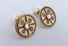 Load image into Gallery viewer, White &amp; Gold Tone Stud Earrings
