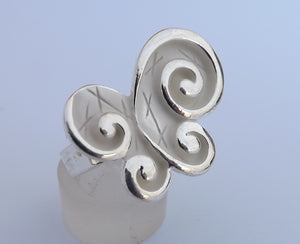 White & Silver Butterfly Ring (adjustable)