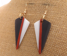 Load image into Gallery viewer, Wood, Black &amp; White Acrylic Drop Earrings
