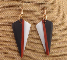 Load image into Gallery viewer, Wood, Black &amp; White Acrylic Drop Earrings
