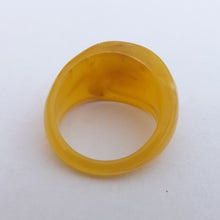 Load image into Gallery viewer, Yellow Acrylic Ring with Blue Faux Diamond (size 8)
