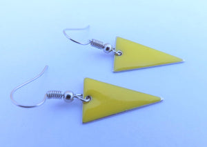 Yellow Enamel Style Drop Earrings