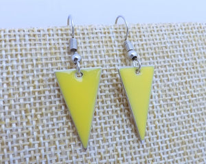 Yellow Enamel Style Drop Earrings