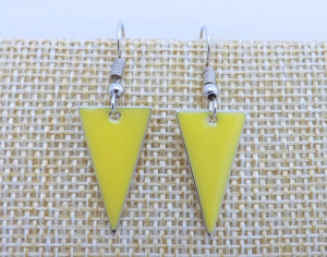 Yellow Enamel Style Drop Earrings