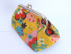 Floral Print Wide Vintage Style Coin Purse (four options)