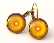 Load image into Gallery viewer, Yellow Flower Dome Earrings on Lever Back Hooks
