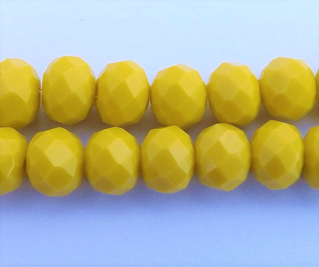 6x8mm Yellow Opaque 6x8mm Crystal Cut Rondelle Beads - yo