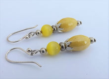 Load image into Gallery viewer, Yellow Opaque Glass Bead Earrings
