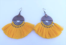 Load image into Gallery viewer, Yellow &amp; Copper Tone Tassel Earrings
