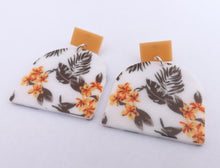 Load image into Gallery viewer, Yellow, Grey &amp; White Floral Acrylic Earrings
