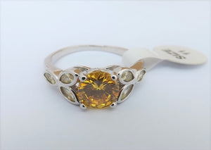 Yellow & Silver Tone Costume Ring (size 11)