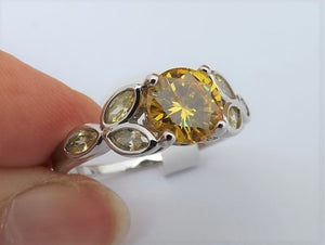 Yellow & Silver Tone Costume Ring (size 11)