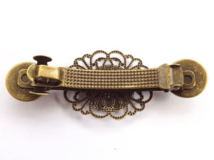 Plain Apple Green Bronze Tone Dome Barrette Hairclip