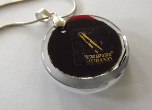 Murano Red & Silver Foil Pendant on Snake Chain